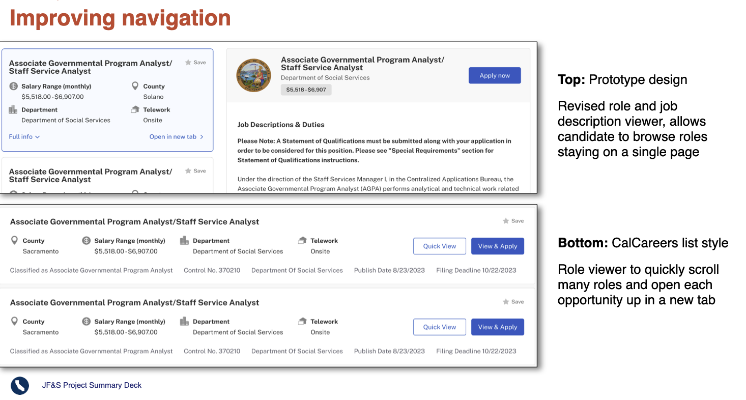 Navigation improvements